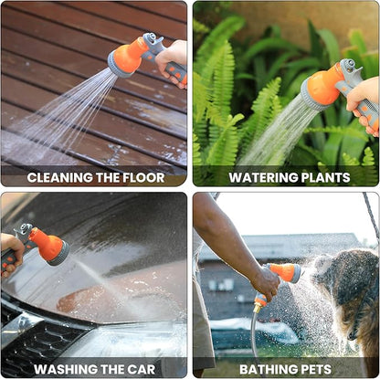 GarveeLife Retractable Garden Hose Reel 5/8 in x 65 Ft, Wall Mounted Garden Hose Reel, with 9 Function Sprayer Nozzle, Any Length Lock, Lock/Automatic Slow Return System, 180° Swivel Bracket(Grey)