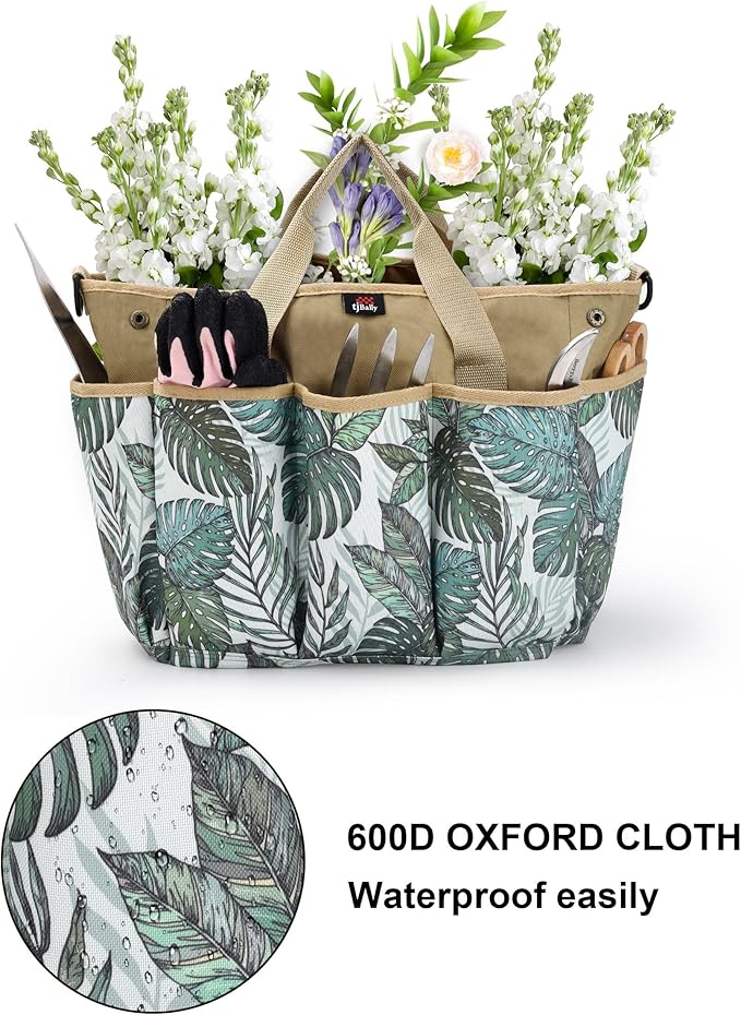 Garden Tool Bag with Shoulder Strap, Storage Tote Bag for Gardening, Spacious Space and Large Pockets Hold Tools and Harvest