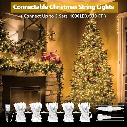 Connectable 200 LED Christmas Lights Indoor Outdoor, 66FT Warm White String Lights Waterproof, 13 Modes with Timer, Twinkle Fairy Lights Plug in Clear Wire for Christmas Tree, Bedroom, Classroom Decor