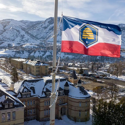 XIFAN Premium New Utah State Flag 3x5 ft Outdoor, Double Sided Embroidered Pattern, Heavy Duty 210D Nylon New UT Flags, the Strongest Longest Lasting for Outside with Sewn Stripes/Brass Grommets