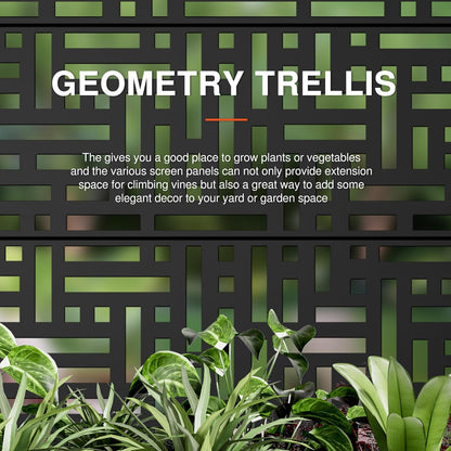 Casaphoria Metal Raised Garden Bed with Trellis and Wheels, 47"x47"x16" Planter Box for Climbing Plants, Vegetables & Vines, Features Drainage Holes and Privacy Screen (Black-Helen)