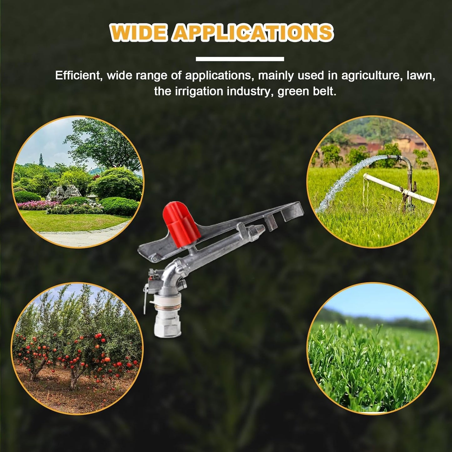 1.5" Agriculture Farm Irrigation Sprinkler Lawn Sprinkler Irrigation Spray Gun Large-Area Watering Spray 360° Rotary Farm Lawn Garden Irrigation, Pack of 2