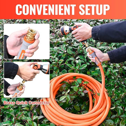 YAMATIC Garden Hose 5/8 in x 5 ft, Ergonomic Swivel Fittings, Burst 600 PSI, Heavy Duty, Flexible and Lightweight Water Hose with 2 Set Quick Connect