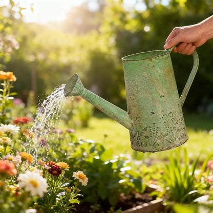 Vintage Metal Watering Can with Handle Rustic Farmhouse Watering Can Flower Pot Distressed Decorative Planter Retro Gardening Flower Bucket for Home Indoor Outdoor Garden Balcony Courtyard(Green#2)