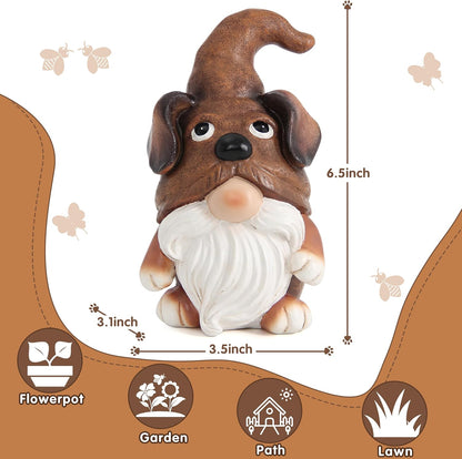 Puppy Gnome Decorations Outdoor Garden Dog Gnome Statue for Garden Decor, Front Porch Decor, Lawn, Patio Decor, Puppy Knome Nomes Gifts for Mom Grandma & Women