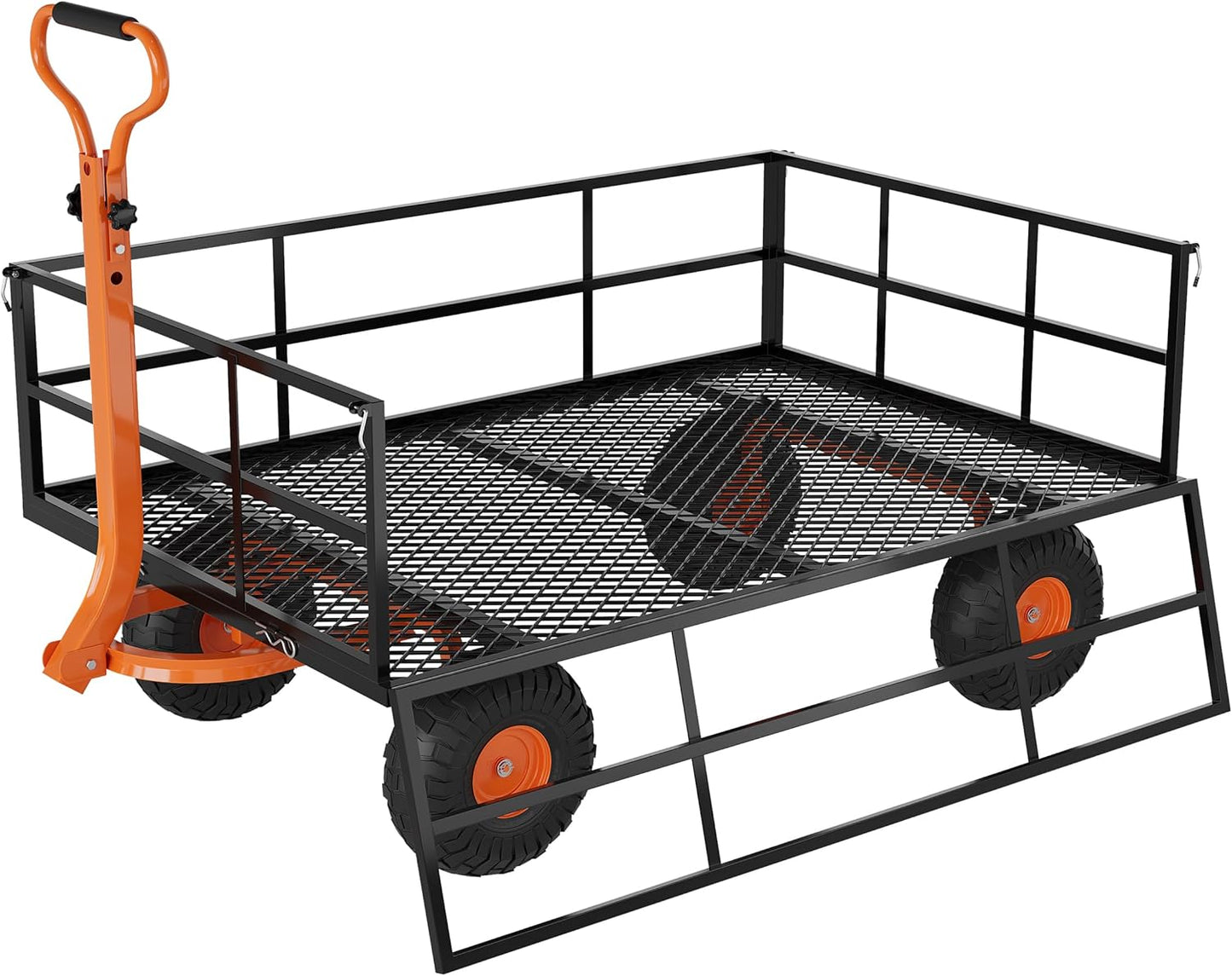 GarveeLife Heavy Duty Steel Garden Cart, 1200 LBS Capacity 3 in 1 Pullable Garden Wagon with 13 in Wheels, for Gardening Soil, Tools, and Plant Transport