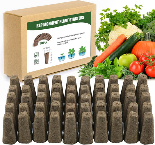 Grow Sponges Seed Starter Pods, Indoor Plants Hydroponics Supplies Compatible with QYO, LYKO,Idoo Hydroponics Growing System(Square)-50 Pack