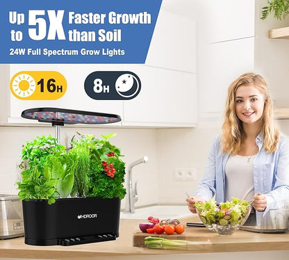 Hydroponics Growing System Kit APP Controlled, 15 Pods Indoor Herb Garden Hydroponic 36W Grow Light, Smart Indoor Garden, Height Adjustable to 30", Auto Timer, Quiet Pump, Water Shortage Alarm, Black