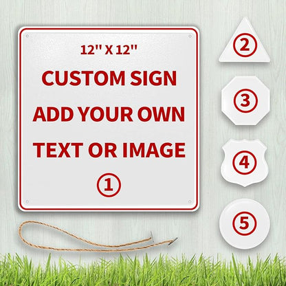 Custom Weatherproof Metal Signs for Outdoor Indoor Personalized Design Your Own Message Image Text Steel Sign for Home Wall Decor Business Road Square 12x12 Inch