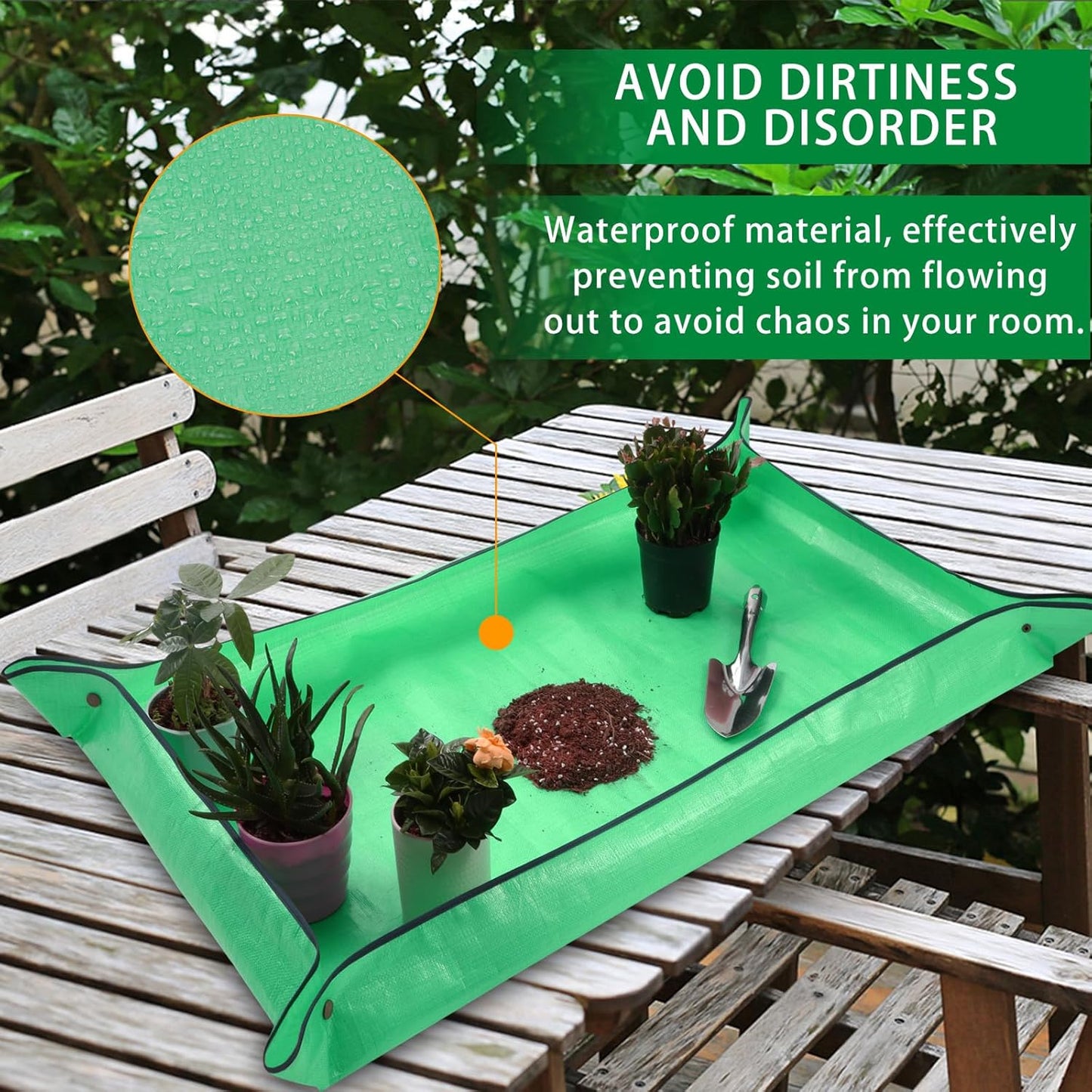Plant Repotting Mat,Extra Large Waterproof Potting Mats,Foldable Potting Mat for Indoor Plant Transplanting and Dirt Control,Portable Gardening Mats for Repotting(43''*30'',Green)
