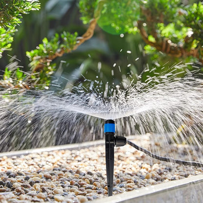 GXXMEI 30PCS Drip Irrigation Emitters with Stake, 360°Adjustable Fan Sprayer Water Flow Lock Barbed Dripper for 1/4" Drip Irrigation Tubing Garden Irrigation Sprayer for DIY Garden Irrigation System