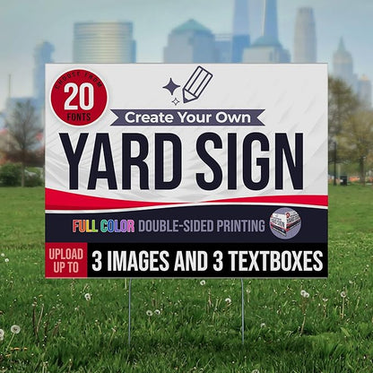 24x18" Double Sided Custom Yard Sign with Metal Stakes, Personalized Full Color Corrugated Yard Sign for Outdoors, Front and Back Custom Printed Personalized Lawn Signs (Design 6)