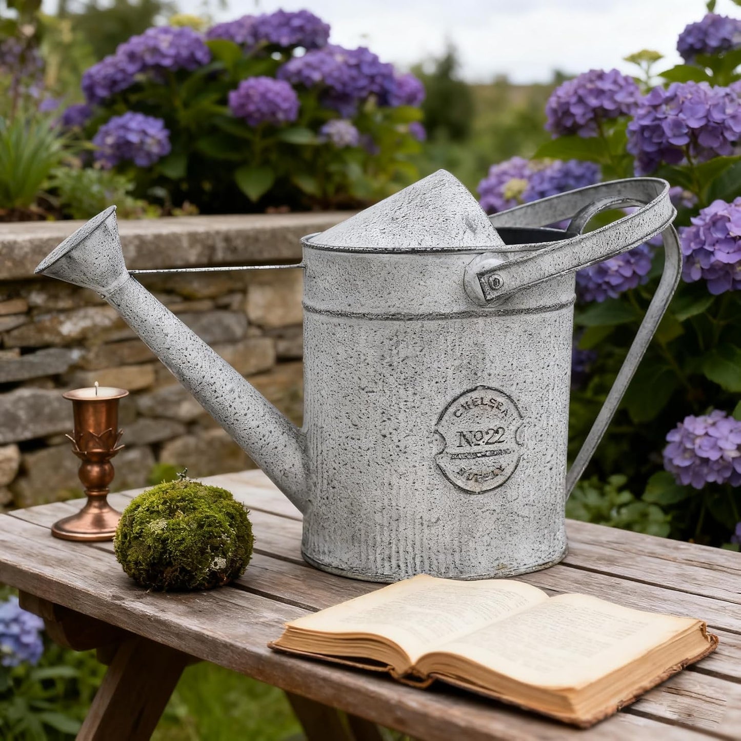 Vintage Metal Watering Can with Handle Rustic Farmhouse Watering Can Flower Pot Distressed Decorative Planter for Indoor Outdoor Garden Balcony Courtyard (Gray#2)