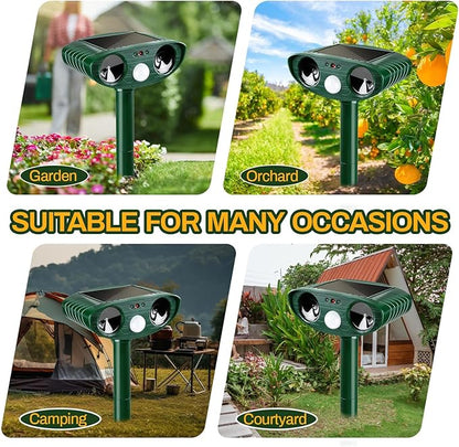 4 Pack Ultrasonic Animal Repellent Outdoor Deer Repellent Devices Ainimal Deer Cat Deterrent with Motion Sensor to Repel Squirrel Dog Rabbit Raccoon Repellent for Yard Garden