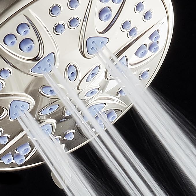AquaDance Antimicrobial/Anti-Clog High-Pressure 6-setting Hand Shower with Nozzle Protection from Growth of Mold, Mildew & Bacteria for Stronger Shower! - Sunset Blue