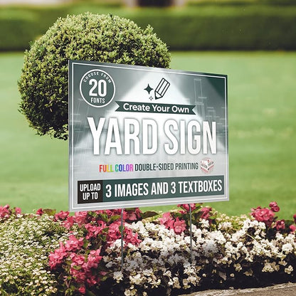 24x18" Double Sided Custom Yard Sign with Metal Stakes, Personalized Full Color Corrugated Yard Sign for Outdoors, Front and Back Custom Printed Personalized Lawn Signs (Design 2)