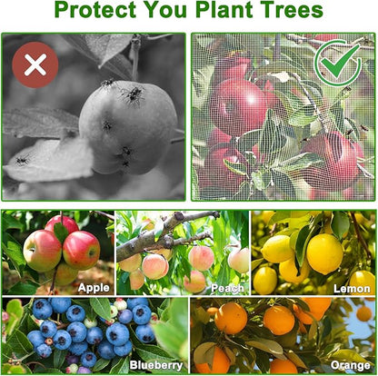 2-Pack 6 x 6ft Garden Netting with Zipper & Drawstring, Reusable Fine Mesh Cover for Plants, Fruit Trees, Vegetable Protection from Birds, Squirrels, Deer