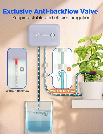 LetPot Automatic Watering System for Potted Plants, Drip Irrigation Kit System, Smart Plant Watering Devices for Indoor Outdoor, Water Shortage Remind, IPX66 （Grey