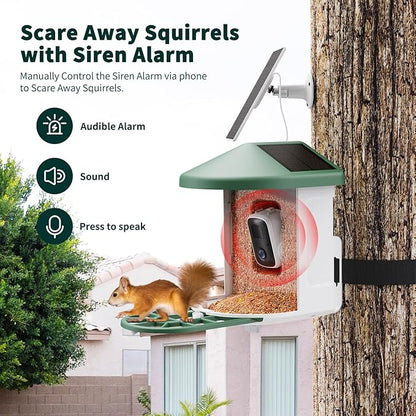 Bird Feeder with Camera with AI Identify Birds Species Solar Panel, Smart Bird House with Cam, 2K Live View, Instant Arrival Alerts