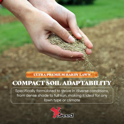 X-Seed Hardy Lawn Grass Seed Mixture - Durable, Long-Lasting Lawn Solution for Full Sun, Withstands Extreme Temperatures & Heavy Traffic, Ideal for Backyards, 7 lbs.