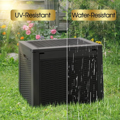 Outdoor Storage Box, Resin Deck Boxes Indoor and outdoor, Waterproof Storage Box Lockable Lid (Black, 35 Gallon-2 Pack)