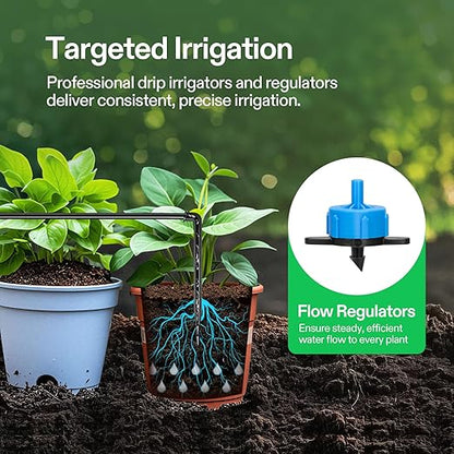 VIVOSUN Professional Automatic Drip Irrigation Kits, 15W Output, All in One Professional Grow Kit- Includes Pump, Timer and Regulator, 8 Drip Emitters Garden Plant Watering System Indoor Outdoor