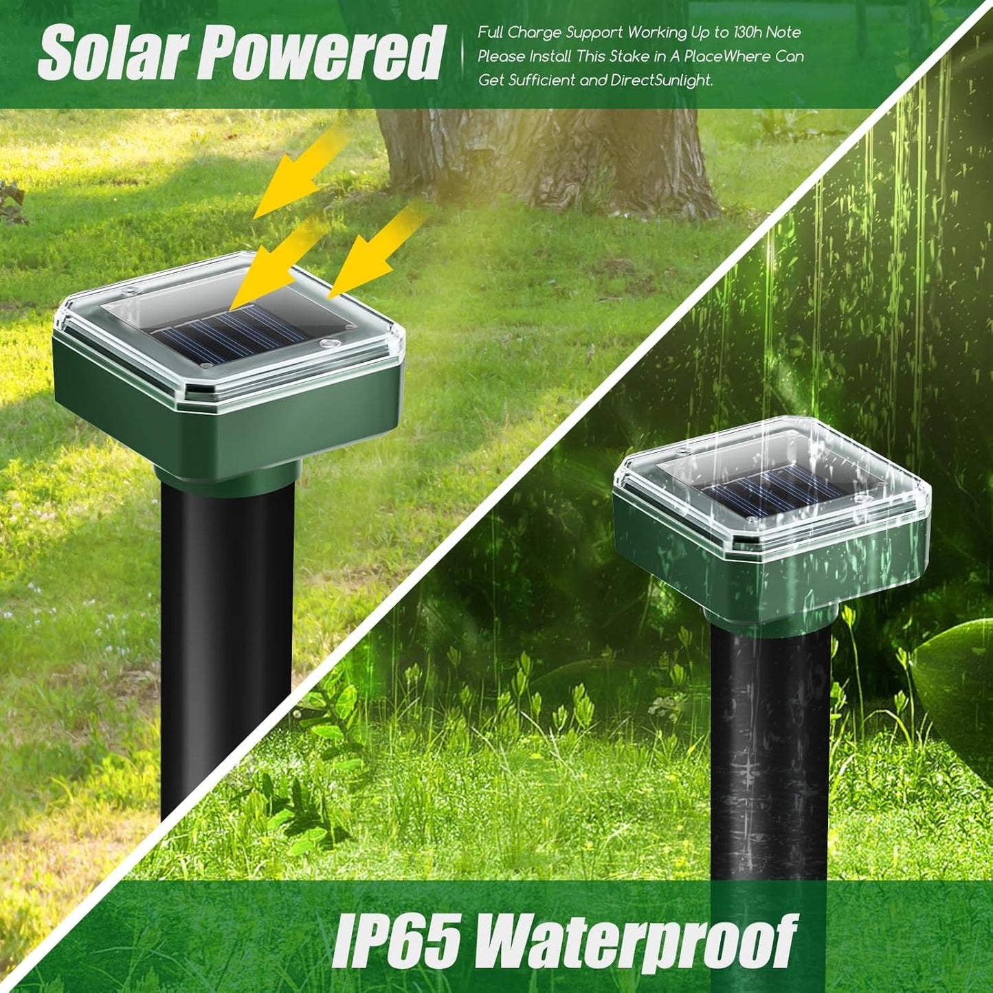 Mole Repellent Solar Powered, 8 Pack Gopher Repellent Ultrasonic Mole Stakes Spike Deterrent for Yard, Solar Rodent Repeller Outdoor,Get Rid of Vole Groundhog Chipmunk Snake Rodent Lawns Gardens Farms