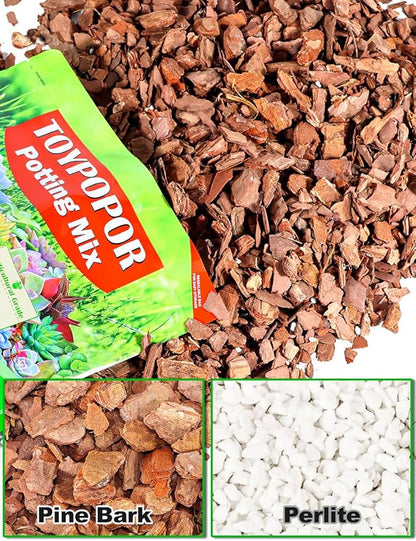 TOYPOPOR Orchid Potting Mix, (6 Quarts)Orchid Bark With Perlite, Potting Soil Medium for Plant Indoor, Pine Bark Wood Chips for Houseplant Fast Drainage, Water Retention, Air Flow and Root Ventilation