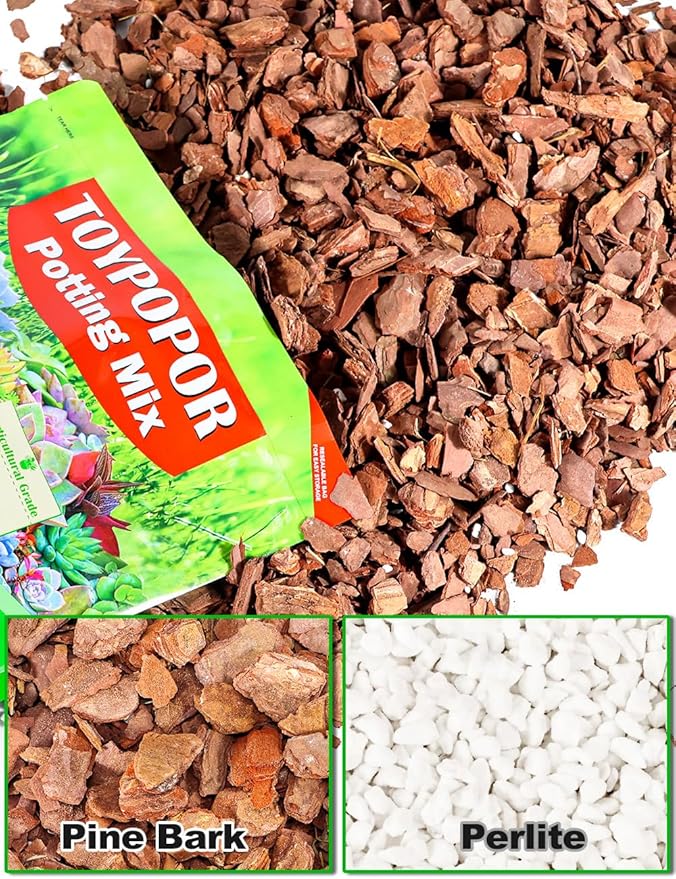 TOYPOPOR Orchid Potting Mix, (3 Quarts)Orchid Bark With Perlite, Potting Soil Medium for Plant Indoor, Pine Bark Wood Chips for Houseplant Fast Drainage, Water Retention, Air Flow and Root Ventilation