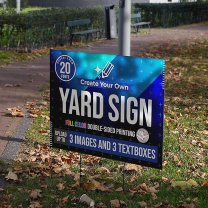 24x18" Double Sided Custom Yard Sign with Metal Stakes, Personalized Full Color Corrugated Yard Sign for Outdoors, Front and Back Custom Printed Personalized Lawn Signs (Design 4)