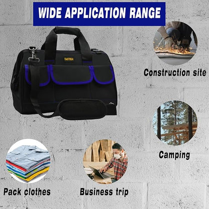 FASTECH 20 Inch Tool Bag, Large Tools Bag Waterproof Wide Mouth Tool Kit Heavy Duty Tool Bag Organizer, Tool Storage Package For Men/Women (20IN Blue)
