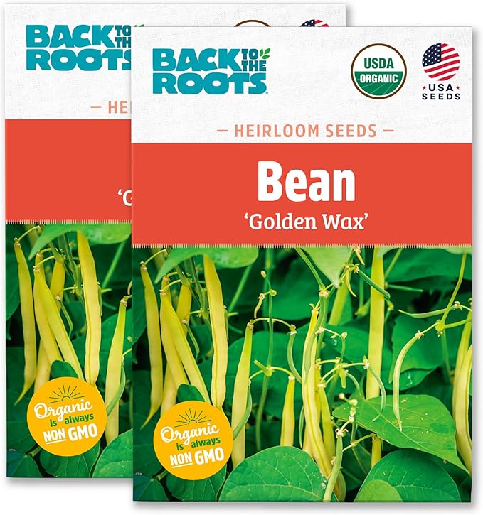 Back to The Roots 100% Organic Heirloom Seeds - Wax Bush Bean Value Pack (16.8g Total)