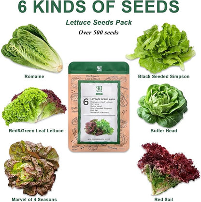 Lettuce Seed Pod Kit, Romaine, Butter Head, Red Sail, Red&Green Leaf, Red Sail Lettuce, Grow Anything Seed Pod Kit Compatible with All Indoor Hydroponics (8-Pod)