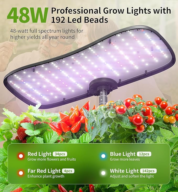 Hydroponics Growing System Kit 15 Pods Misting Herb Garden Indoor Garden Indoor Gardening System 5L Water Capacity 48W Grow Light Gardening Gifts for Women House Warming Gifts New Home (Black)