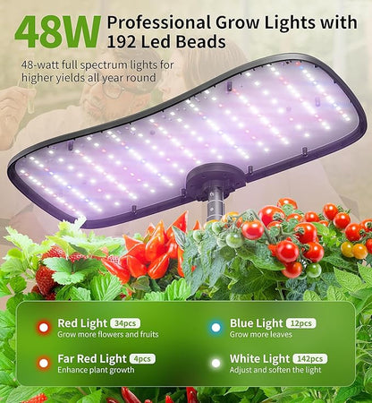 Hydroponics Growing System Kit 15 Pods Misting Herb Garden Indoor Garden Indoor Gardening System 5L Water Capacity 48W Grow Light Gardening Gifts for Women House Warming Gifts New Home (Black)
