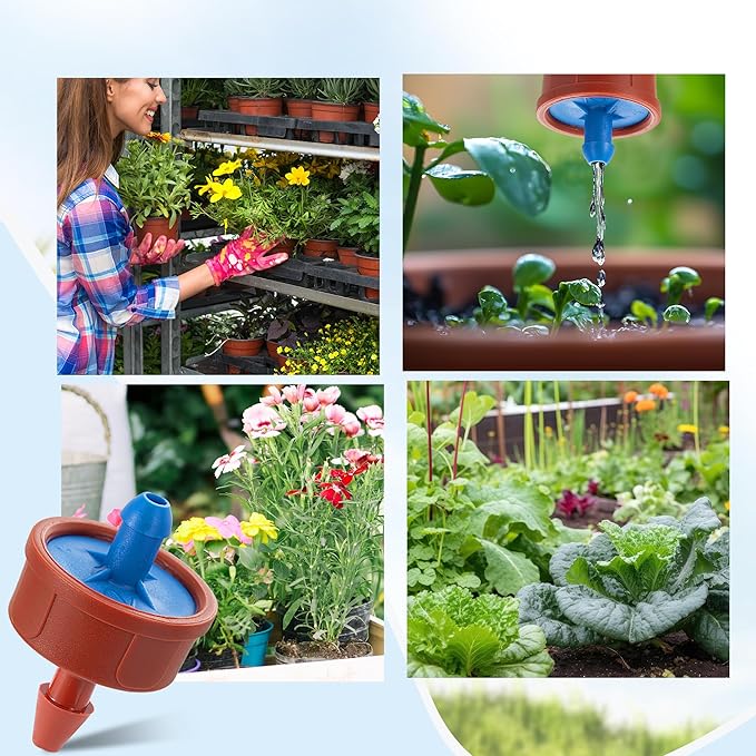 30Pcs 0.5 GPH Pressure Compensating Irrigation Spot Drippers,Constant Flow Barb Outlet Watering Dripper Emitters Heads Parts for 1/4 Inch Watering Tubing Line for Garden Pots Plant Irrigation Systems