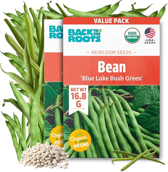 Back to The Roots 100% Organic Heirloom Seeds - Green Bean Value Pack (16.8g Total)