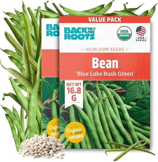 Back to The Roots 100% Organic Heirloom Seeds - Green Bean Value Pack (16.8g Total)