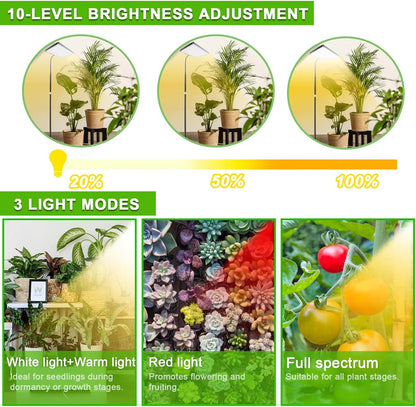 yadoker Grow Light for Indoor Plants,286 LEDs Full Spectrum Standing Plant Grow Light with 4H/8H/12H Timer,10-Level Brightness, 51" Adjustable,Flow Grow Lamp for Tall Large Indoor Plants