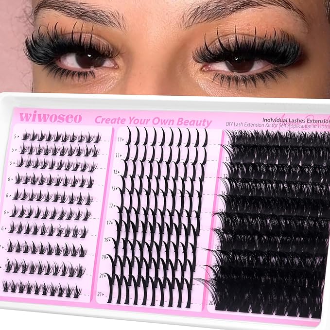 wiwoseo Spikes Lash Clusters with Bottom Lash Clusters Volume Individual Lashes Cluster Eyelash Extensions Wispy Eyelash Clusters Lash Spikes Manga Cluster Lashes with Spikes (5-21MM)