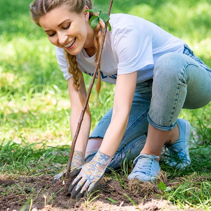 COOLJOB 6 Pairs Colorful Gardening Gloves for Women Ladies, Breathable Rubber Coated for Yard Garden, Outdoor Indoor Protective Work, Medium Size, Varied Colors