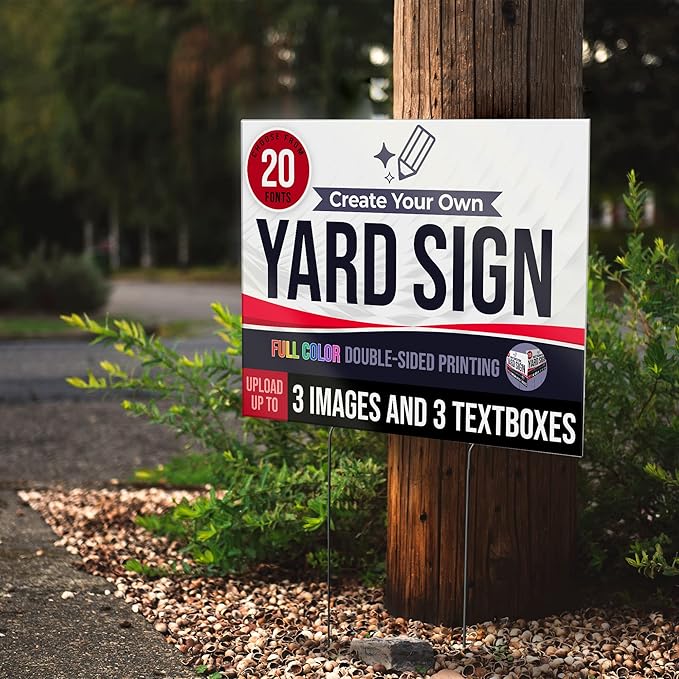 24x18" Double Sided Custom Yard Sign with Metal Stakes, Personalized Full Color Corrugated Yard Sign for Outdoors, Front and Back Custom Printed Personalized Lawn Signs (Design 6)