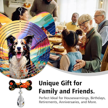 Border Collie Dog Ears Wind Spinner, Border Collie Wind Spinner Hanging for Yard and Garden