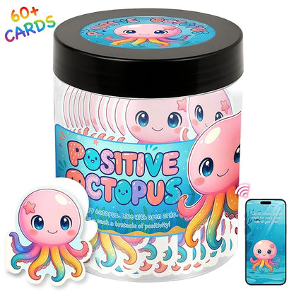 Positive Octopus Jar with 60 Daily Affirmation Cards, Emotional Support Octopus, Positive Octopus, Octopus Decor, Octopus Gifts, Motivational Cards, Inspiring Gift, Octopus Gifts For Women