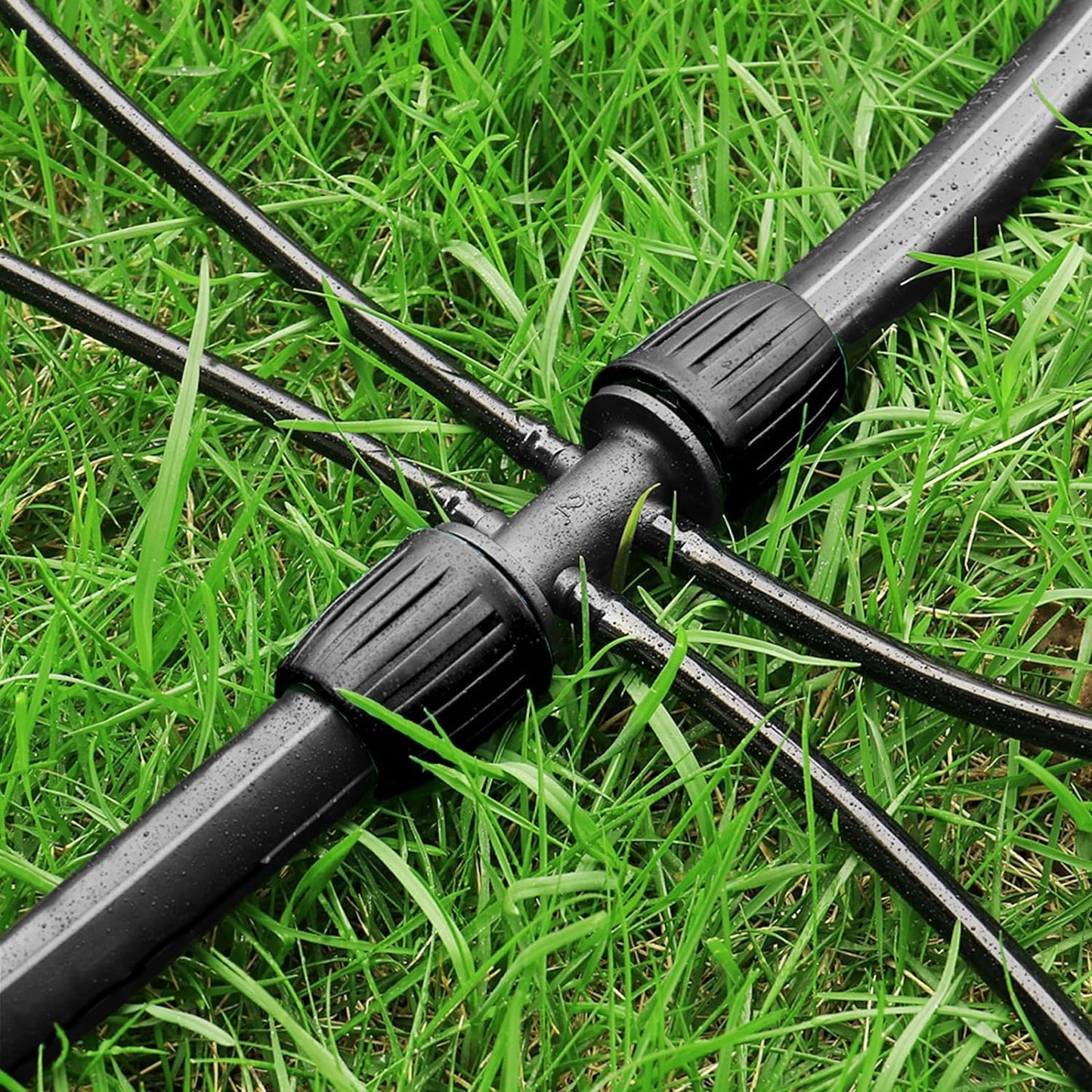 Drip Irrigation Fittings for 1/2 Inch to 1/4 Inch Tubing Reducing Tee：1/2" (1/2" ID x 0.65" OD) to 1/4" Anti-Drop Locked Nut Barbed Reducer 6 Way Tee Connectors (12 Pack)