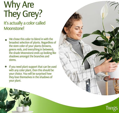 Plant Support Stakes, Stem Holder Structures for Indoor & Outdoor Use, Garden Accessories for Climbing & Potted Plants, Trellis Alternative - Moonstone, 3 Pack, 22" L, Original