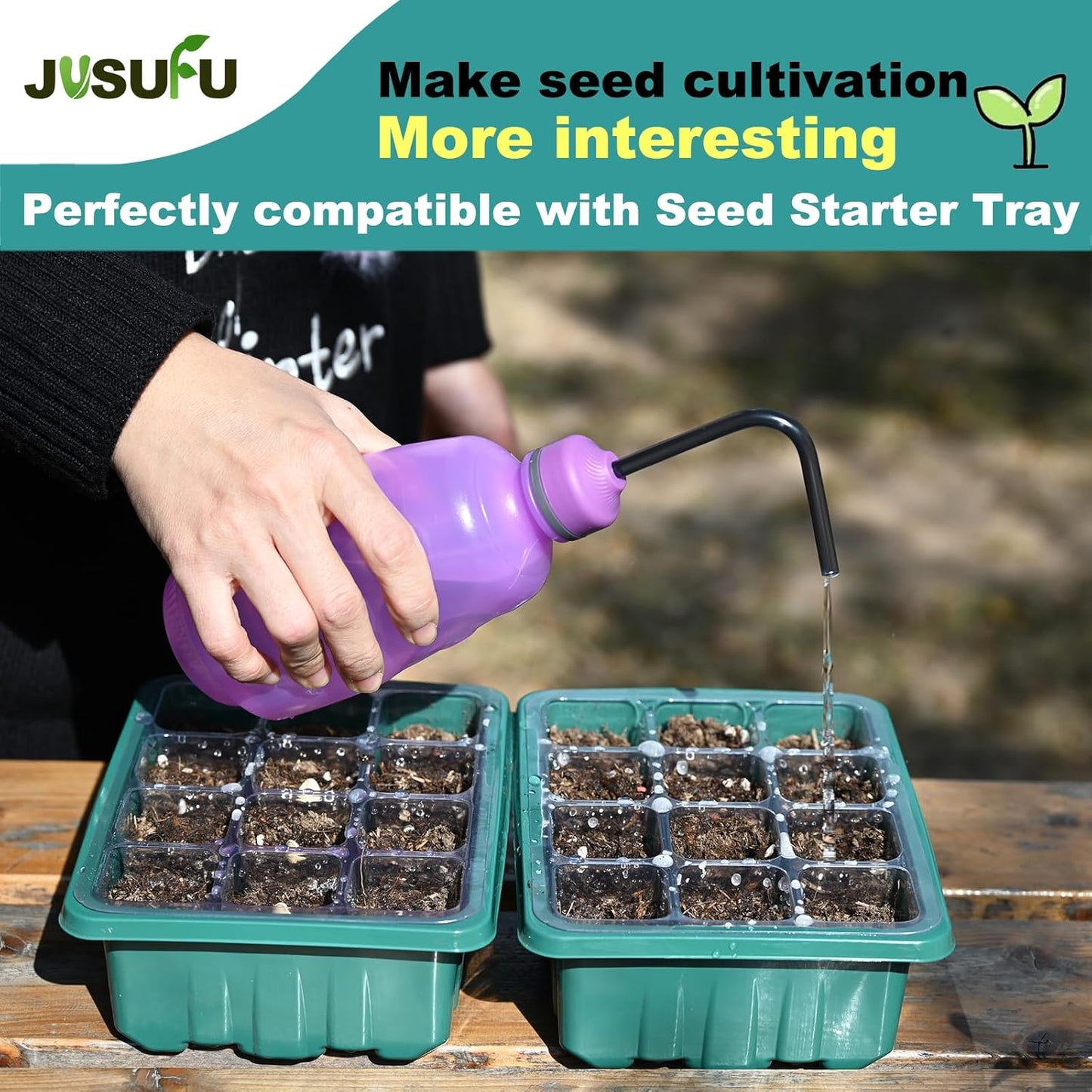 Watering Can for Seedlings, Small Watering Can for House Plant Garden Flower 0.45L (Purple)