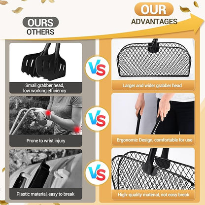 CAROD Leaf Grabber Rake with Long Handle, Lightweight Metal Leaves Rakes, Leaf Collector for Gardening, Leaf and Grass Picker Upper, Efficient and Labor-Saving Yard Rake Leaf Grabber No Bending Over
