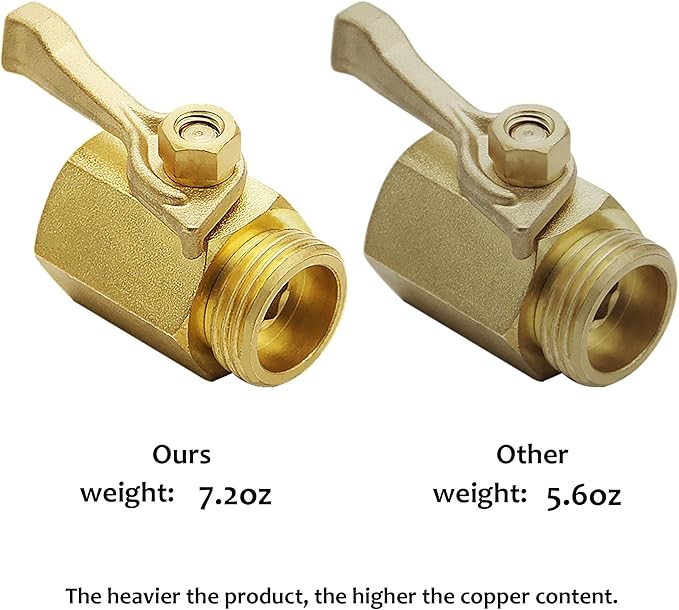Heavy Duty Brass Garden Hose Shut Off Valve, 3/4 Inch, 2 Sets