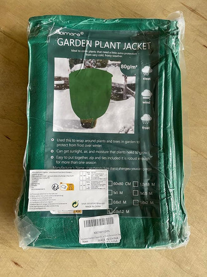 Abimars Thicker Plant Covers Freeze Protection Jacket 2.36 oz/yd², 2.5'x4' Reusable Winter Plant Covers with Drawstring & Zipper, 2 Pack Light, Porous Fabric for Plant Breathing